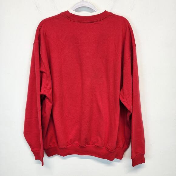 Morning Sun Red Holiday Sweatshirt Size 2XL Dogs Truck Xmas Tree 90s Granny - Picture 2 of 9